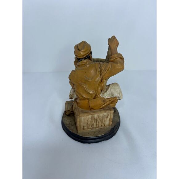 Vintage Resin Figure Sitting on Crate Working with Apples, Reading a Newspaper - Picture 4 of 6